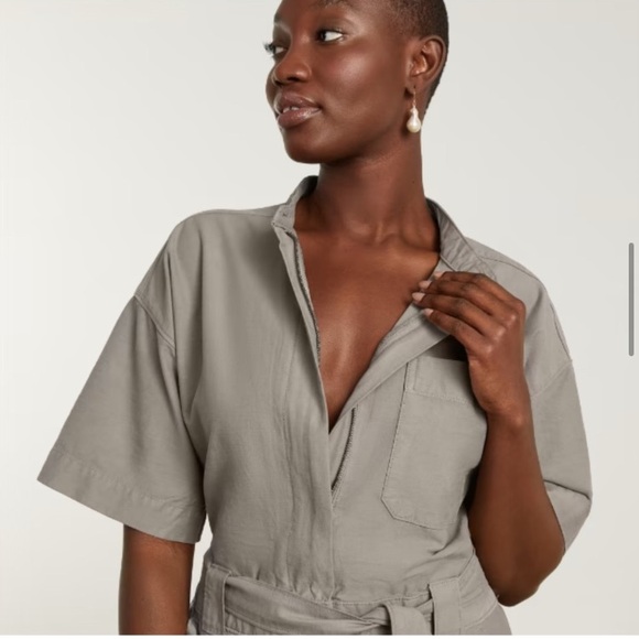 Everlane The Fatigue Short-Sleeve Jumpsuit in Clay Size 4 Belted Waist - Picture 5 of 7
